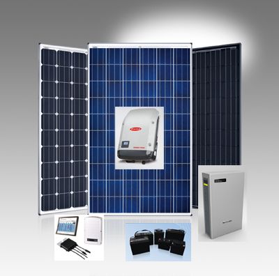 Componenti per l'impianto fotovoltaico: pannelli fotovoltaici e moduli fotovoltaici, inverter, accumulatori energie rinnovabili